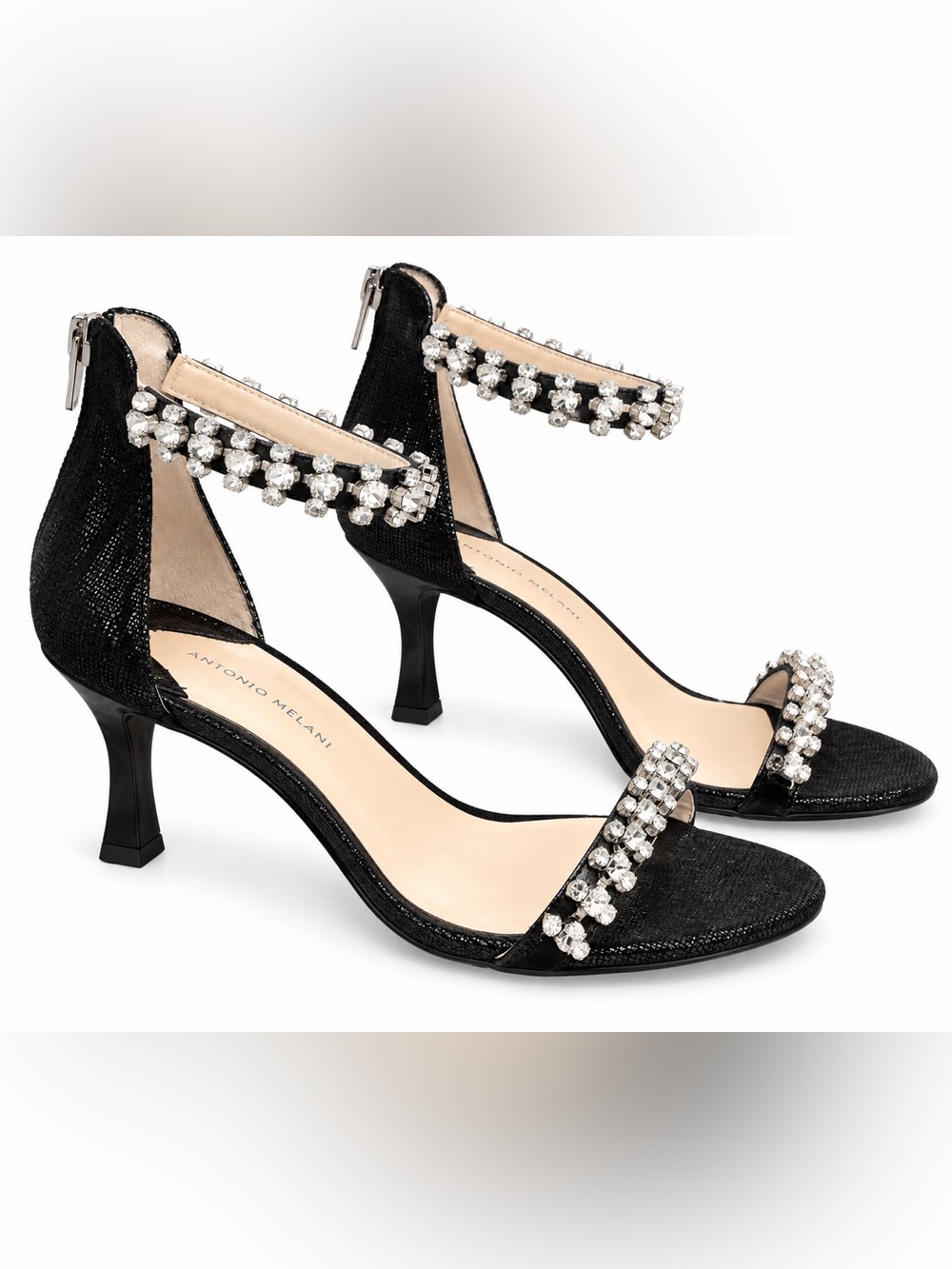 Antonio Melani Madalyn Jeweled Ankle Strap Sandals embellished crystal size 5.5M